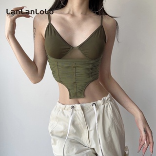 Lanlanlolo เสื้อสายเดี่ยวลําลอง คอวี เปิดหลัง เซ็กซี่ สีพื้น แฟชั่นสําหรับสตรี 2023