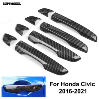 [SML.z] ฝาครอบมือจับประตูรถยนต์ คาร์บอนไฟเบอร์ สําหรับ Honda Civic 2016-2021 8 ชิ้น ต่อชุด