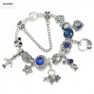 【DREAMLIFE】DIY Style Silver Plated Crystal Heart Charm Beaded Bracelets &amp; Bangles for Women