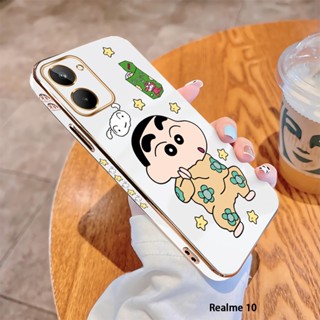 สําหรับ Realme 10 Pro Plus 5G C55 เคสโทรศัพท์มือถือ แบบนิ่ม ลายการ์ตูนชินจัง ขอบสี่เหลี่ยม หรูหรา