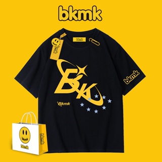 Bkmk เสื้อยืดแขนสั้น ผ้าฝ้ายแท้ ทรงหลวม โอเวอร์ไซซ์ สไตล์อเมริกัน สตรีท แฟชั่นฤดูร้อน สําหรับผู้ชาย คู่รัก