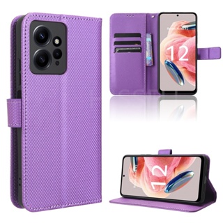 เคสโทรศัพท์หนัง PU ฝาพับ พร้อมช่องใส่บัตร และขาตั้ง สําหรับ Xiaomi Redmi 12 Redmi12 4G