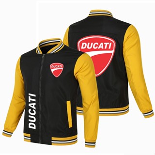 เสื้อแจ็กเก็ตเบสบอล แต่งซิป ลายโลโก้ Ducati แบบบาง เหมาะกับใส่เล่นกีฬา แฟชั่นสําหรับผู้ชาย