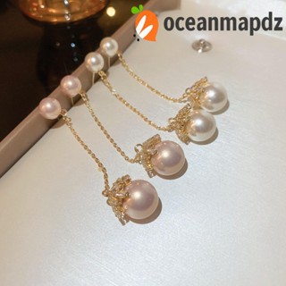 OCEANMAPDZ เครื่องประดับ ต่างหู ประดับไข่มุก เพทาย หรูหรา สไตล์ญี่ปุ่น สําหรับผู้หญิง