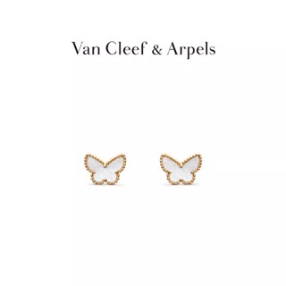 [พร้อมส่ง] Van Cleef &amp; Arpels/Vca ต่างหูทอง 18K รูปผีเสื้อ ประดับไข่มุก สีขาว สําหรับแม่ และเด็ก