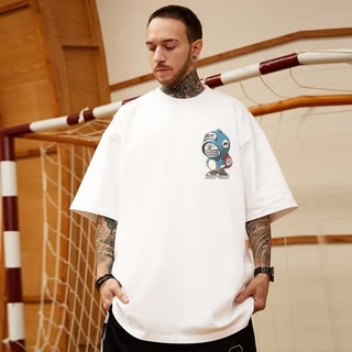 【M-8XL】เสื้อยืด Oversized โดราเอมอน ลายการ์ตูนสตรีท สุดเท่ สำหรับผู้ชาย ผู้หญิง แฟชั่นฤดูร้อน