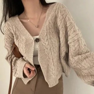 เสื้อกันหนาว คอวี แขนยาว สไตล์เรโทร