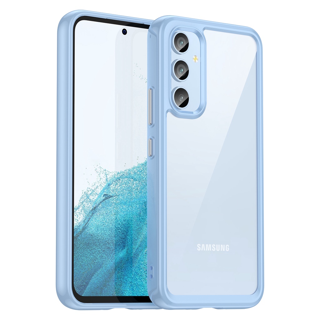 Samsung A55 A35 M14 M54 A13 A14 A23 A24 A33 A34 A53 A54 A73 S22 S23 Ultra Plus โปร ่ งใสสีฟ ้ าหนากันกระแทกเคสโทรศัพท ์