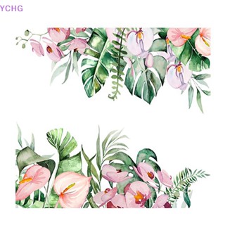 Ychg ใหม่ สติกเกอร์ติดผนังห้องน้ํา ลายดอกไม้ มีกาวในตัว สําหรับร้านอาหาร