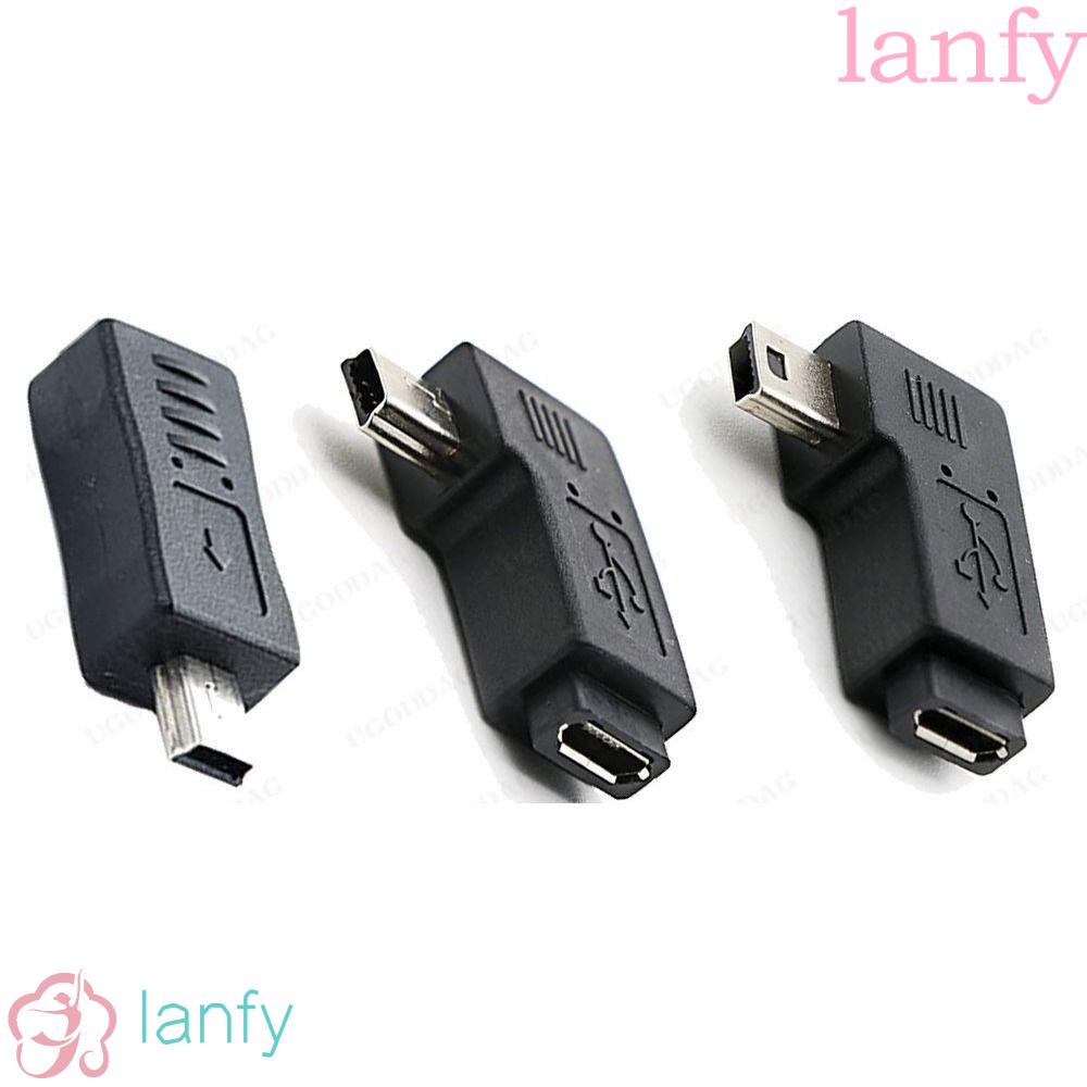 LANFY อะแดปเตอร์แปลง Micro USB เป็น Mini USB Mini 5pin หัวตรง ด้านซ้าย
