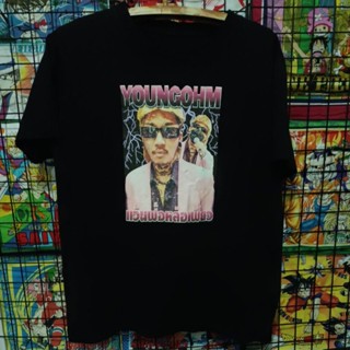 อ่อนนุ่ม 6 เสื้อยืดมือสอง Bootleg ลายล้อเลียน YOUGOHM แว๊นฟ้อหล่อเฟี้ยว Size M-L อก21/ยาว27