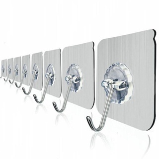 ตะขอติดผนัง 5PCS แบบไม่เจาะรู สําหรับห้องครัว ห้องน้ำ Wall-mounted