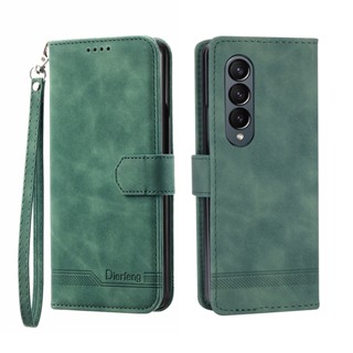 เคสโทรศัพท์มือถือหนัง ฝาพับ พร้อมช่องใส่บัตร สายคล้องมือ สําหรับ Samsung Galaxy Z Fold 5 4 3 Fold4 Fold3 5G Fold5 Fold4 Fold3