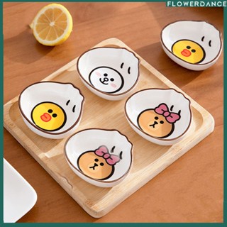 Cartoon Small Dish Bone Spitting Dish Household Snack Hot Pot Soy Sauce Seasoning Dip Dip Dish Small Dish ดอกไม้