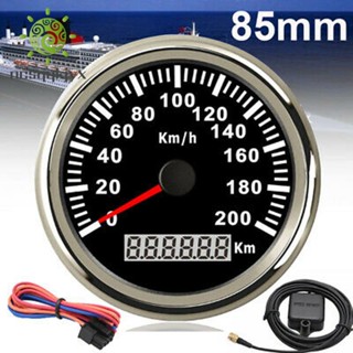 เครื่องวัดความเร็ว GPS 200KM/H 85 มม. 9-32V พร้อมไฟแบ็คไลท์ สีแดง สําหรับรถยนต์ทุกประเภท