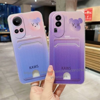 พร้อมส่ง เคสโทรศัพท์มือถือแบบนิ่ม กันกระแทก กันรอยเลนส์กล้อง ลายการ์ตูน พร้อมช่องใส่บัตร หลากสี สําหรับ OPPO Reno10 Pro Pro+ Reno8 T A78 A98 4G 5G เคส Phone Case