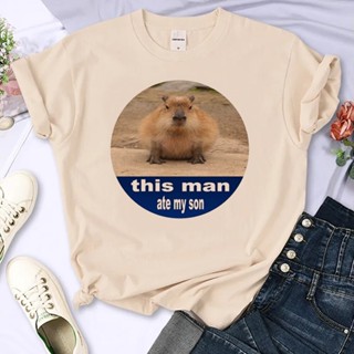 Capybara เสื้อยืด พิมพ์ลายกราฟิกการ์ตูนอนิเมะ แฟชั่นฤดูร้อน สําหรับผู้หญิง