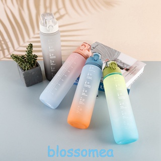 Blossomea ขวดน้ํา พร้อมเครื่องหมายเวลา 1 ลิตร ขนาดใหญ่ พร้อม BPA สําหรับเล่นกีฬา