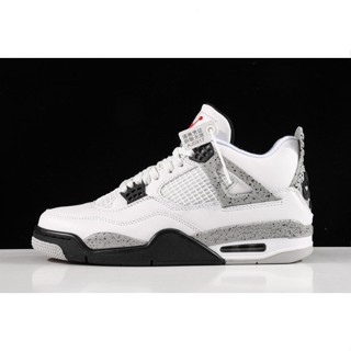 ของแท้ Air Jordan 4 Retro Og White Cement 840606 รองเท้ากีฬาบาสเก็ตบอล สําหรับผู้ชาย -192