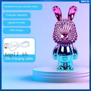 Cartoon Rabbit Small Fan Mini Portable Usb Charging Cooling Rechargeable Office Desk Fan Ornament Mini Usb Electroplating 2 Hours Net Red Handheld Fan Student Summer (top11.th.)