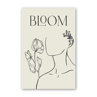 โปสเตอร์ภาพวาดผ้าใบ พิมพ์ลาย Bloom Fine Line Abstract สไตล์โบโฮ มินิมอล สําหรับตกแต่งผนัง