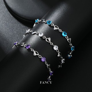 Fancy Twinkle สร้อยข้อมือเงินแท้ 925 ประดับเพทาย สีขาว แวววาว สําหรับผู้หญิง