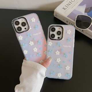 Casetify เคสโทรศัพท์มือถือแบบแข็ง ลายดอกไม้ แต่งกลิตเตอร์ โลโก้ สําหรับ iPhone 14 Pro Max X XS Max XR 11 12 13 14Plus