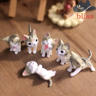 BLISS ชีสแมว 6 ชิ้น เรซิน ตกแต่งบ้าน เครื่องประดับ DIY งานฝีมือ ฟิกเกอร์จิ๋ว