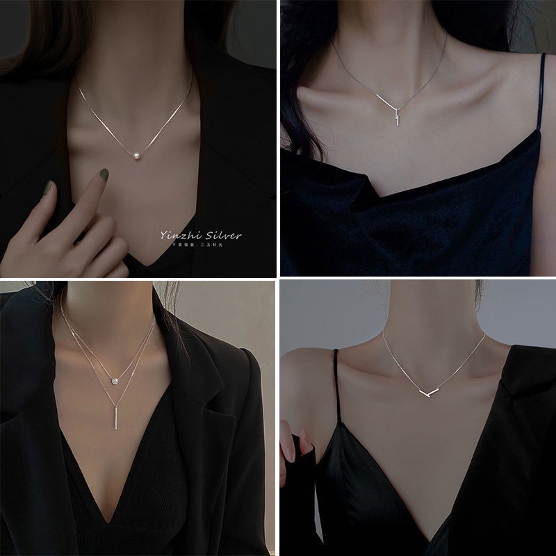 แฟชั่นเกาหลีเรขาคณิตสร้อยคอผู้หญิง Simple Niche ไม่สม่ําเสมอ V Clavicle Chain สร้อยคอเครื่องประดับ