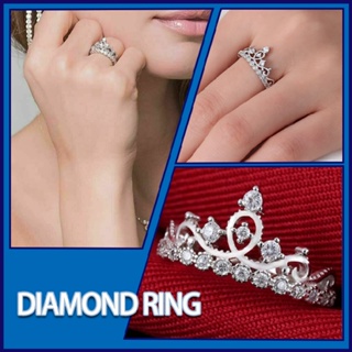 New 1pc Adjustable 925 Sterling Silver Filled Crystal Open Princess Crown Rings