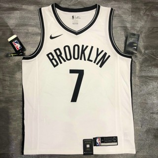 เสื้อกีฬาบาสเก็ตบอล ลาย NBA Brooklyn Nets สําหรับผู้ชาย #7 เสื้อกีฬาแขนสั้น ลายทีม Budak Durant Retro Association Edition Swingman สีขาว 646454