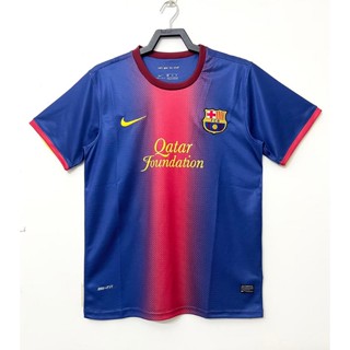 เสื้อกีฬาแขนสั้น ลายทีมชาติฟุตบอล Barcelona 12-13 ชุดเหย้า สไตล์วินเทจ