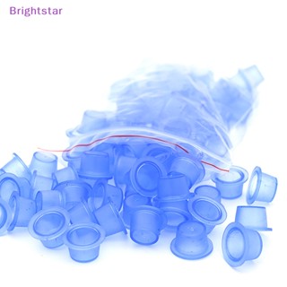 Brightstar 100 ชิ้น ซิลิโคนสักหมึกถ้วยถาวรแต่งหน้าเม็ดสีใสที่ใส่ฝาภาชนะใหม่