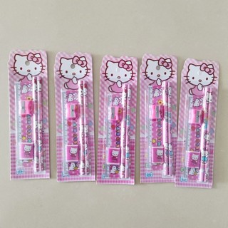 ชุดเครื่องเขียน ดินสอ ธีมการ์ตูน Hello Kitty 5 in1 สําหรับเด็ก 5 ชุด