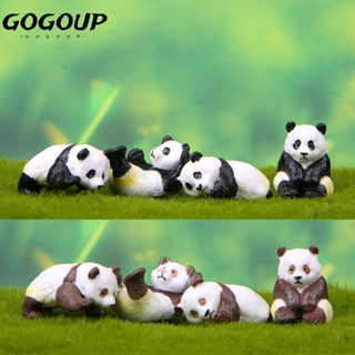 Gogoup ตุ๊กตาแพนด้าจิ๋วน่ารัก สําหรับตกแต่งสวน ภูมิทัศน์ 4 ชิ้น/ชุด