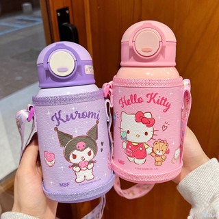 500ml Sanrio เด็กถ้วยกระติกน้ำร้อนฉนวนหม้อน้ำถ้วยการ์ตูนนักเรียนหญิงเรียนรู้ที่จะดื่มถ้วยฟางสำหรับของขวัญเครื่องใช้ในบ้าน M