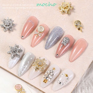 Mocho อุปกรณ์ตกแต่งเล็บ จี้รูปเกล็ดหิมะ ประดับเพทาย พลอยเทียม DIY