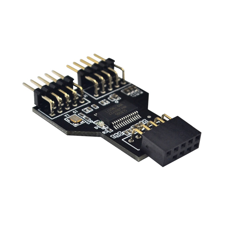 9 Pin USB Header หญิง 1 ถึง 2 ชาย 9-Pin USB HUB USB 2.0 9 pin Connector อะแดปเตอร์สําหรับ NZXT Liqui