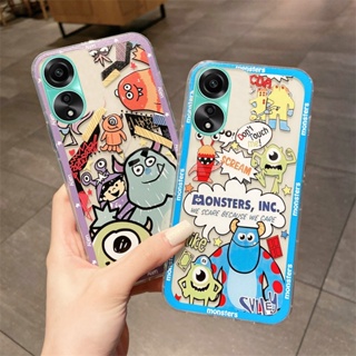 พร้อมส่ง ใหม่ เคสโทรศัพท์มือถือแบบนิ่ม ใส กันกระแทก กันรอยเลนส์กล้อง ลายการ์ตูนมอนสเตอร์น่ารัก แฟชั่น สําหรับ OPPO A78 4G A78 5G 2023 A78