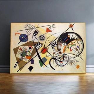 Kandinsky โปสเตอร์ภาพวาดผ้าใบ ลายเส้นขวาง สไตล์วินเทจ สําหรับตกแต่งผนัง 0711