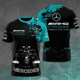 เสื้อยืดแขนสั้น พิมพ์ลาย Mercedes- Petronas F1 3 มิติ โอเวอร์ไซซ์ แฟชั่นฤดูร้อน สําหรับเด็กผู้ชาย และผู้หญิง