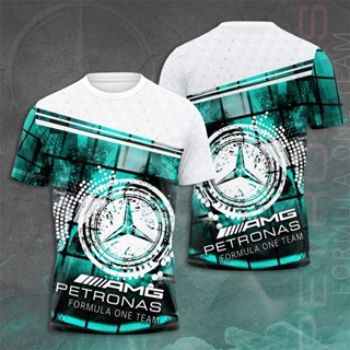 Mer-cedes- Petronas F1 เสื้อยืดลําลอง แขนสั้น พิมพ์ลายทีมแข่งรถ 3D แฟชั่นฤดูร้อน สําหรับผู้ชาย