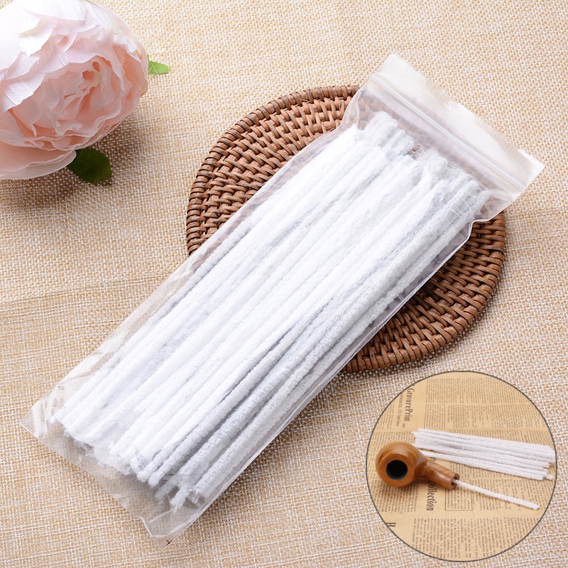 50 ชิ้นทําความสะอาดบาร์ผ้าฝ้ายแปรงทําความสะอาด Ash Burning Traces Removal Rods ผู้ถือเครื่องมือทําความสะอาดอุปกรณ์เสริม