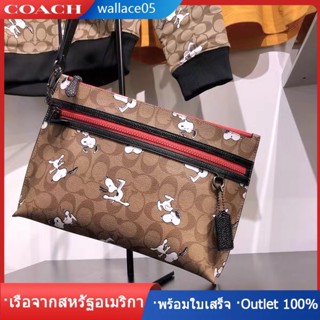 X Peanuts Carryall Pouch SNOOPY 5734 กระเป๋าคลัทช์ แท้ COAC H เอกสารผู้ชาย