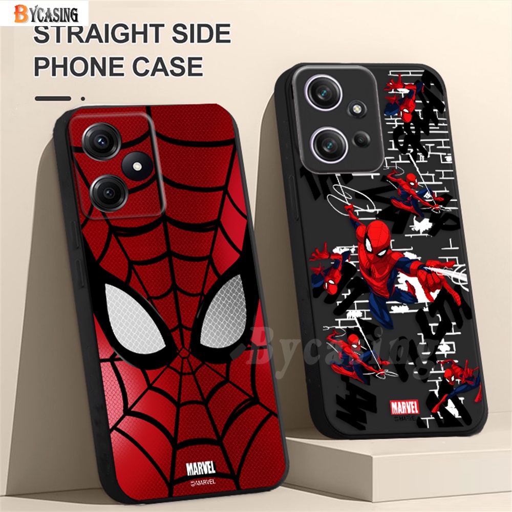 เคสโทรศัพท์มือถือ ยางนิ่ม ขอบตรง ลายการ์ตูนสไปเดอร์แมน สําหรับ Redmi 12 Note 12 Pro Note 11 Pro 11s RedmiA1 A2 10 10C 10A 9A 9C 9T 10S Note10 5G Note9 Poco M4 Pro M3