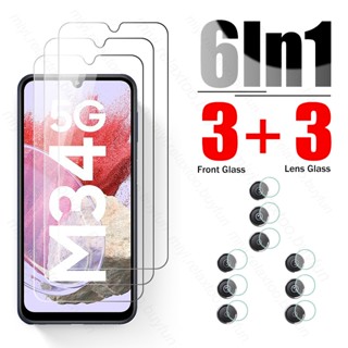 6In1 Tempered Glass Screen Protector For Samsung Galaxy M34 5G SM-M346B/DSN 6.5" With Camera Lens Film SamungM34 Samung M 34 34M