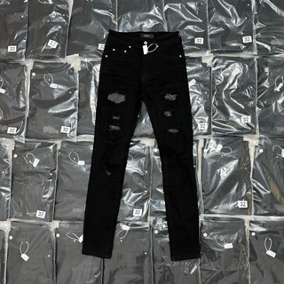 Amiri High Street Ripped Cow Patch แผ่นยีนยืดลําลอง ทรงสลิมฟิต ดูผอมลง สไตล์สตรีท