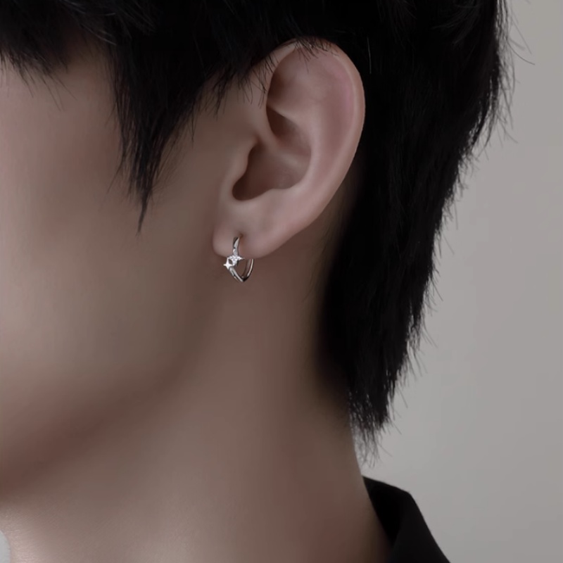 We Flower ต่างหูห่วง เงิน s925 ประดับเพทาย รูปดาว เรขาคณิต แวววาว เครื่องประดับ สําหรับผู้หญิง ผู้ชาย - รูปที่ 6