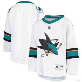 Qy NHL San Jose Sharks Away Jersey เสื้อยืด แขนยาว สีขาว พลัสไซซ์