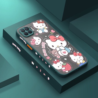 สําหรับ OPPO A93 2020 F17 Pro Reno 4F Reno 4 Lite เคสการ์ตูน Hello Kitty รูปแบบ บาง ขอบสี่เหลี่ยม ดีไซน์ใหม่ กันกระแทก ฝ้า ใส เคสโทรศัพท์แข็ง